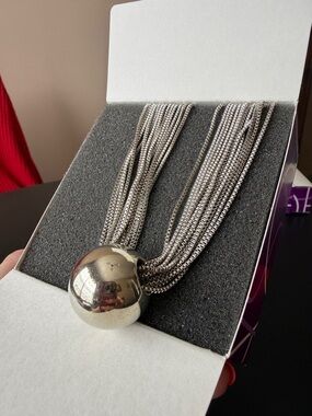 Silver Multi-Strand Ball Pendant Necklace